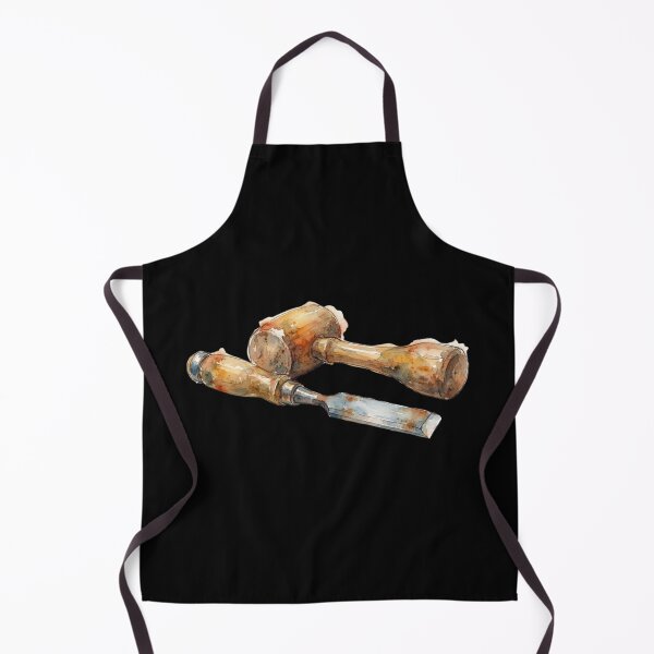 Item preview, Vintage Woodworking Mallet And Chisel Watercolor Art designed and sold by bvdesignart.