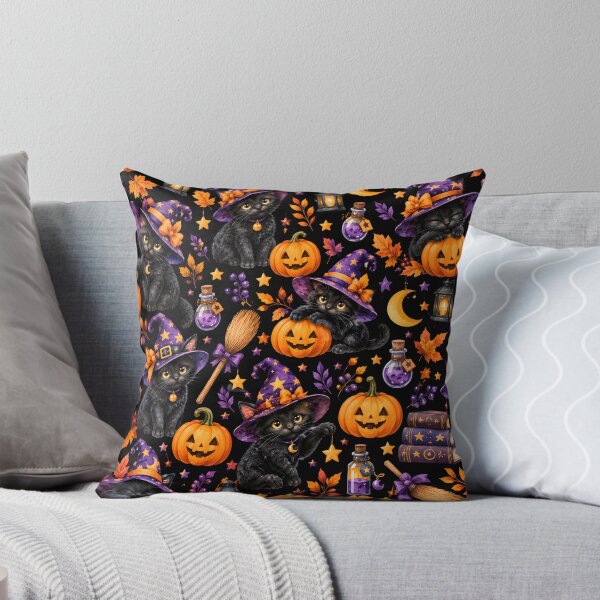 Item preview, Cute Black Witch Cats & Pumpkins Halloween Pattern designed and sold by blankTeeShirt.
