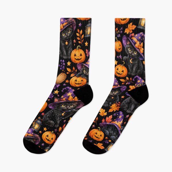 Item preview, Cute Black Witch Cats & Pumpkins Halloween Pattern designed and sold by blankTeeShirt.