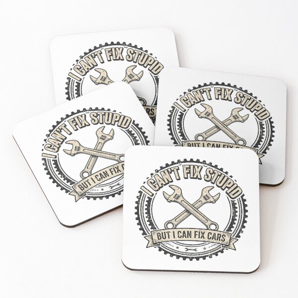 Item preview, I Can't Fix Stupid But I Can Fix Cars — Funny Mechanic Badge designed and sold by Dudas Garage & Outdoors.