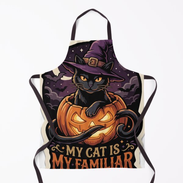 Item preview, My Cat Is My Familiar Halloween Black Cat Witch Hat Pumpkin Sticker designed and sold by YasminTaha.
