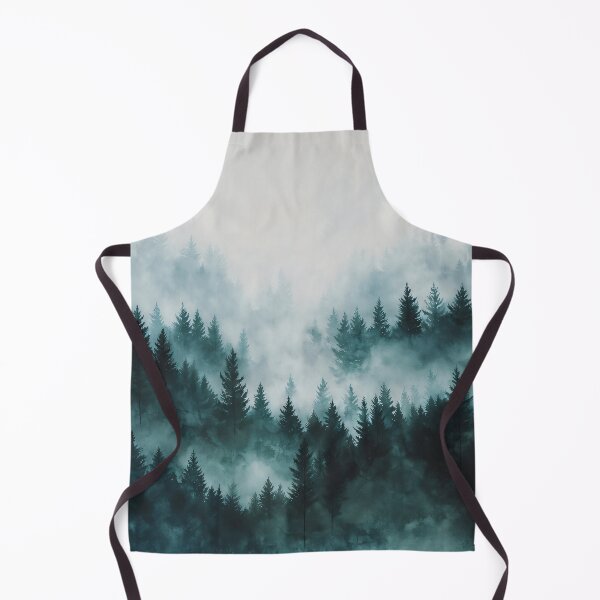 Item preview, Moody Misty Forest Watercolour Teal Pine Landscape designed and sold by Jozefin's Studio.