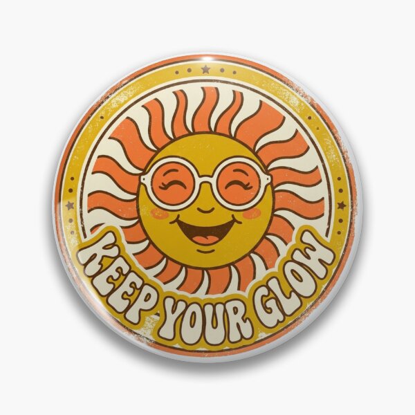 Item preview, Keep Your Glow - Vintage 70s Retro Smiling Sun Badge designed and sold by Sanan Israyilli.