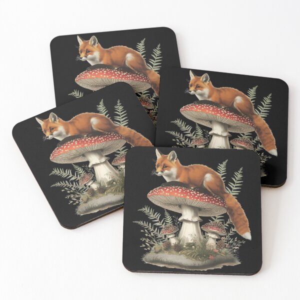 Item preview, Vintage Fox on Amanita Mushroom Dark Cottagecore Botanical Sticker designed and sold by Youram.