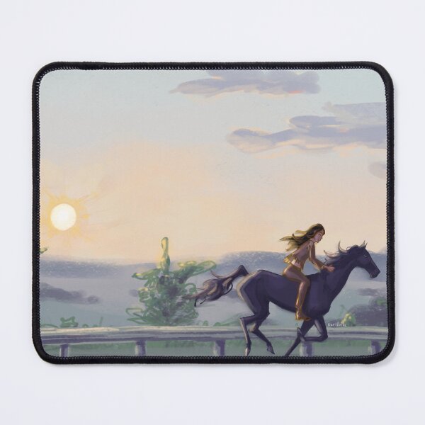 Item preview, Girl Riding Horse Sunset Landscape Art designed and sold by KariBordz.