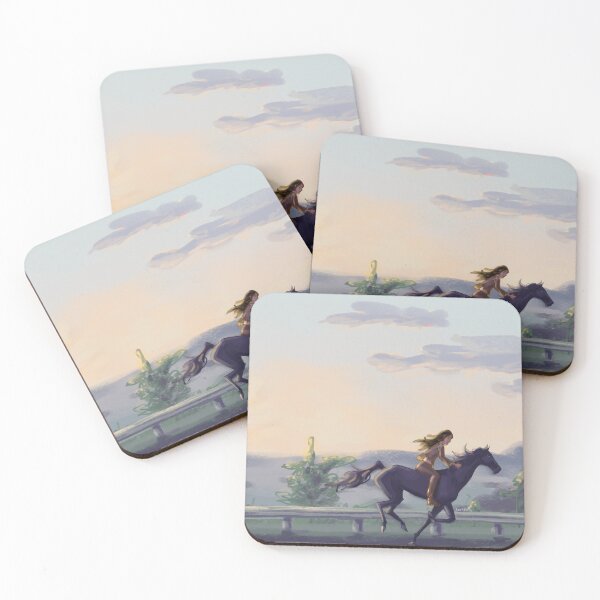 Item preview, Girl Riding Horse Sunset Landscape Art designed and sold by KariBordz.