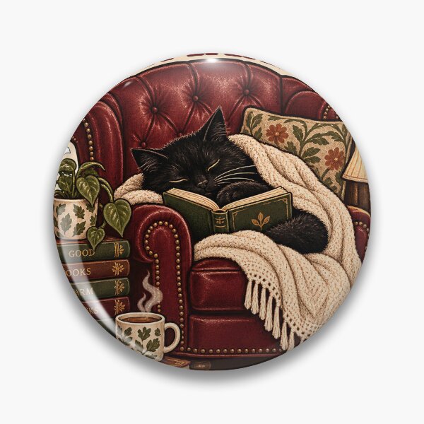Item preview, Cozymaxxing Club Black Cat Reading Nook designed and sold by LoLovi.