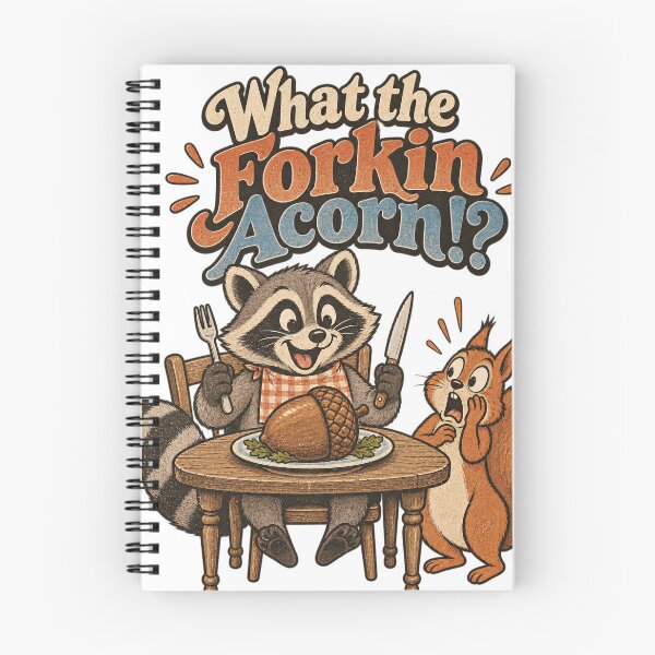 Item preview, Vintage Distressed Raccoon Eating Acorn With Fork While Squirrel Looks Shocked – What the Forkin Acorn Retro Graphic designed and sold by Jetgreenstudio.