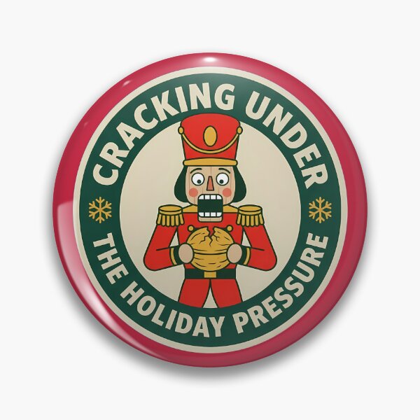 Item preview, Cracking Under Holiday Pressure Nutcracker Badge designed and sold by DripCultureLab.
