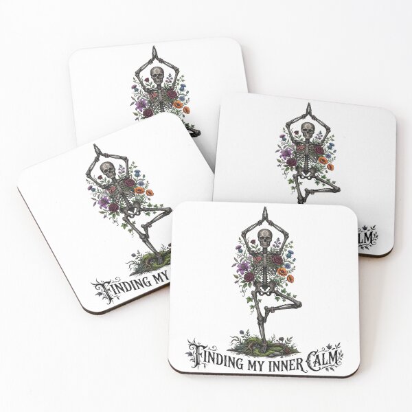 Item preview, Finding My Inner Calm - Gothic Yoga Skeleton Floral Art designed and sold by Sanan Israyilli.