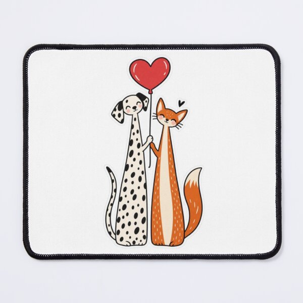 Item preview, Dog and Cat Holding Red Heart Balloon designed and sold by Snurly.