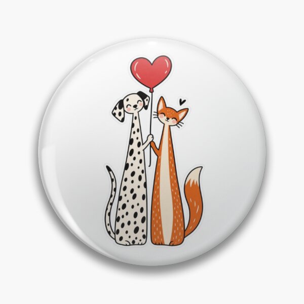 Item preview, Dog and Cat Holding Red Heart Balloon designed and sold by Snurly.