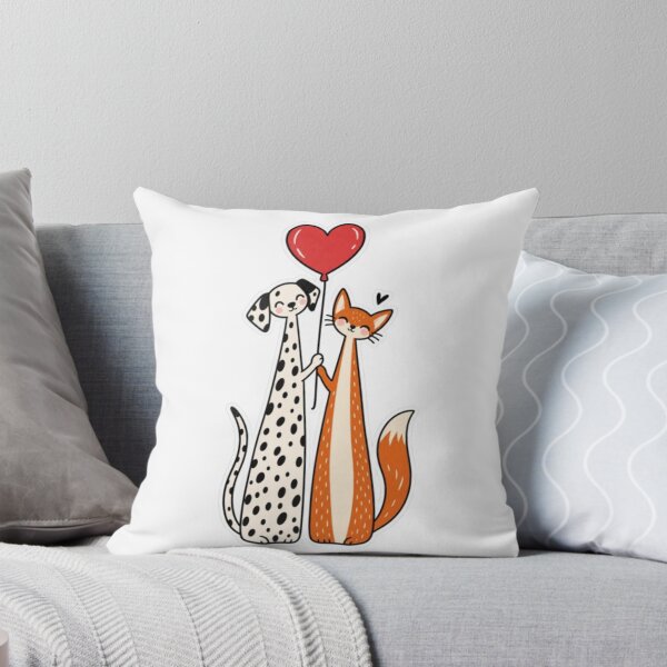Item preview, Dog and Cat Holding Red Heart Balloon designed and sold by Snurly.