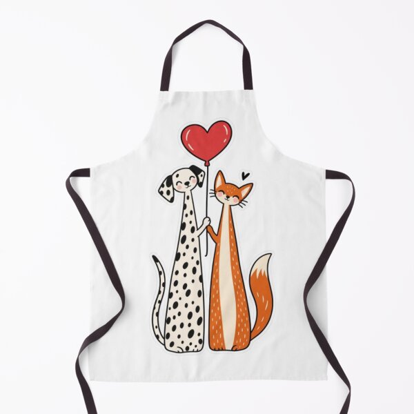 Item preview, Dog and Cat Holding Red Heart Balloon designed and sold by Snurly.