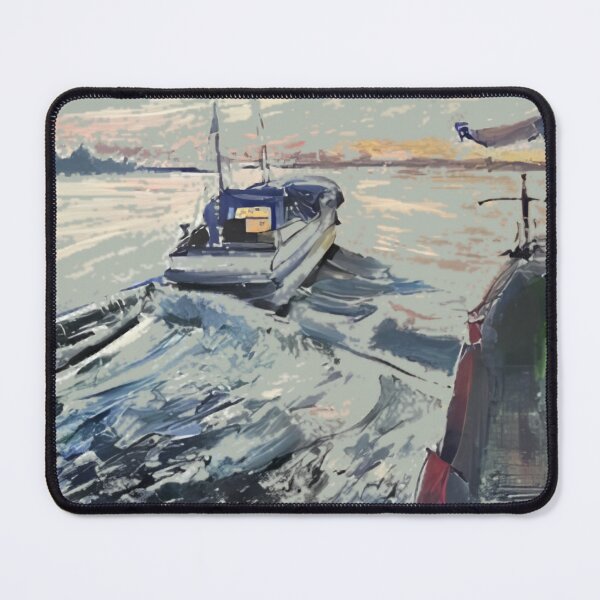 Item preview, Textured Marina Boat Impressionist Art designed and sold by AtmosphereLab.