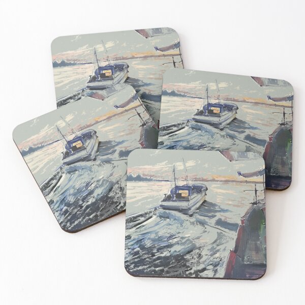 Item preview, Textured Marina Boat Impressionist Art designed and sold by AtmosphereLab.