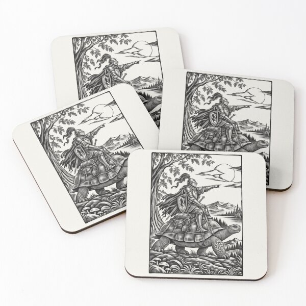Item preview, Medieval Knight Tortoise Rider Vintage Fantasy Art designed and sold by AmiGraph.