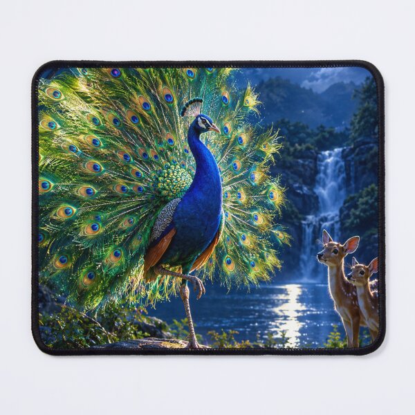 Item preview, Peacock Dance Under Full Moon - Fawns Watching The Magic designed and sold by HydStyle99.