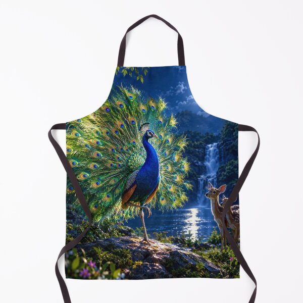 Item preview, Peacock Dance Under Full Moon - Fawns Watching The Magic designed and sold by HydStyle99.