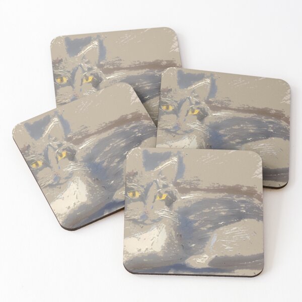 Item preview, Alert Resting Cat Impressionist Oil Art designed and sold by AtmosphereLab.