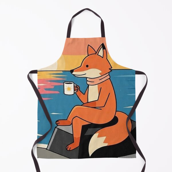 Item preview, Sunset Coffee Fox – Cozy Coastal Illustration designed and sold by Dogandesighn.