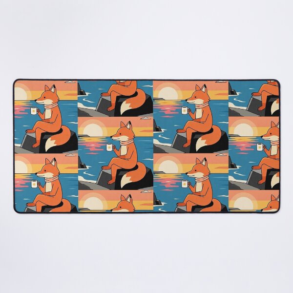 Item preview, Sunset Coffee Fox – Cozy Coastal Illustration designed and sold by Dogandesighn.