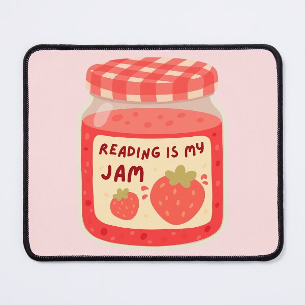 Item preview, reading is my jam - strawberry jam designed and sold by Neadoodles.