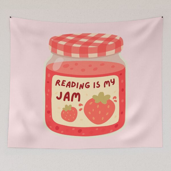 Item preview, reading is my jam - strawberry jam designed and sold by Neadoodles.