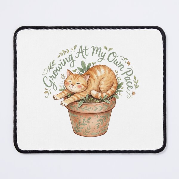 Item preview, Growing At My Own Pace - Cute Watercolor Ginger Cat in Pot designed and sold by Sanan Israyilli.