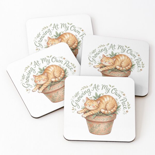 Item preview, Growing At My Own Pace - Cute Watercolor Ginger Cat in Pot designed and sold by Sanan Israyilli.