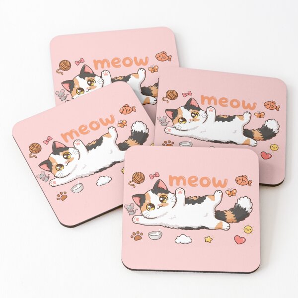 Item preview, Meow - Cute Calico Cat Lying - Kawaii Cat Lover designed and sold by Vibe-Vary.