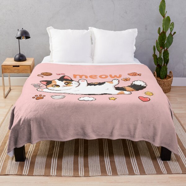 Item preview, Meow - Cute Calico Cat Lying - Kawaii Cat Lover designed and sold by Vibe-Vary.