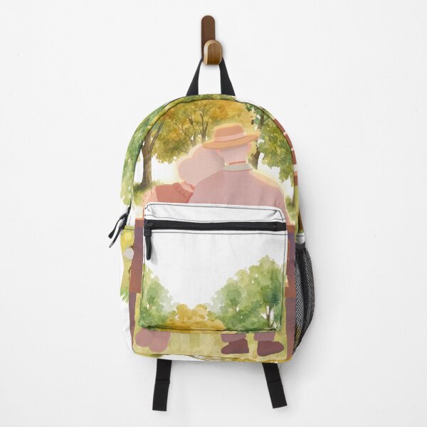 Item preview, Elderly Couple Park Bench Dog Autumn Watercolor Art designed and sold by LensDyn™.