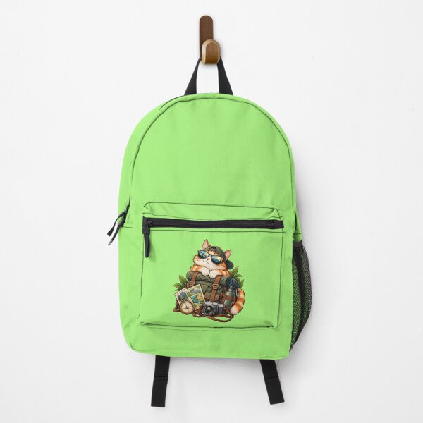 Item preview, Hiking Cat Adventurer - Cool Traveler Kitten with Backpack & Camera Illustration designed and sold by Ozyven-Creation.