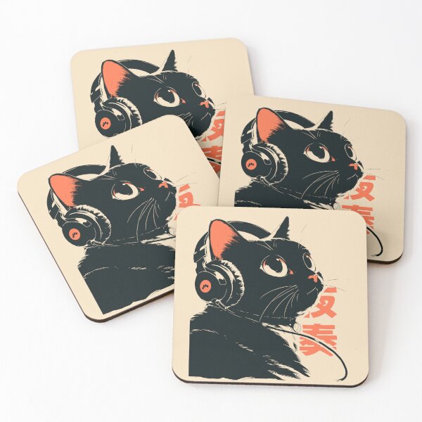 Item preview, Black Cat Headphones Gamer Lofi Japanese designed and sold by mustbewhy.