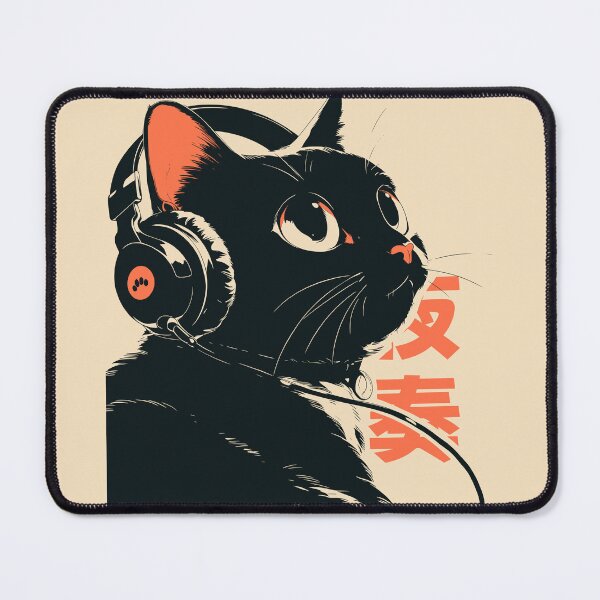 Item preview, Black Cat Headphones Gamer Lofi Japanese designed and sold by mustbewhy.