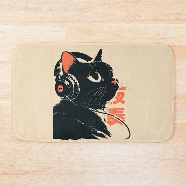 Item preview, Black Cat Headphones Gamer Lofi Japanese designed and sold by mustbewhy.