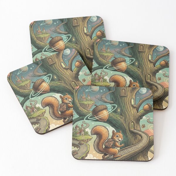 Item preview, Cosmic Squirrel Adventure – Magical Treehouse Fantasy Illustration designed and sold by Dogandesighn.