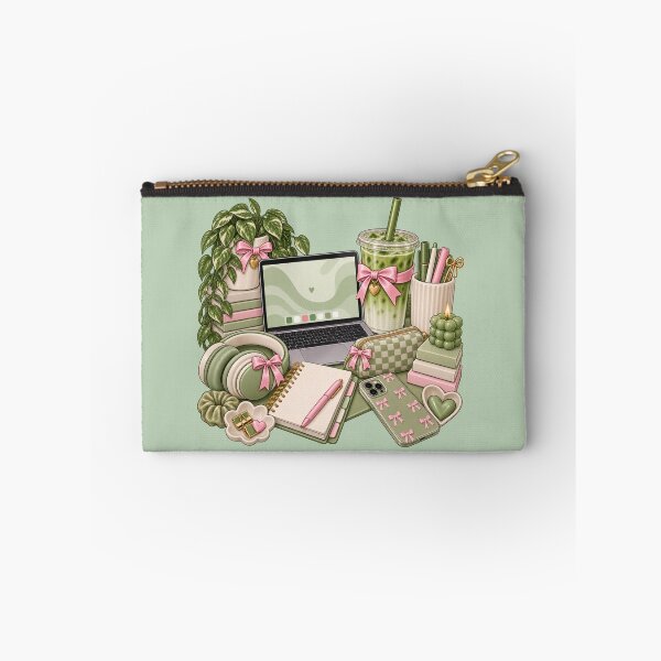 Item preview, Matcha Aesthetic Study Desk – Cute Green & Pink Study Sticker – Matcha Lover Gift designed and sold by Infinite Images.