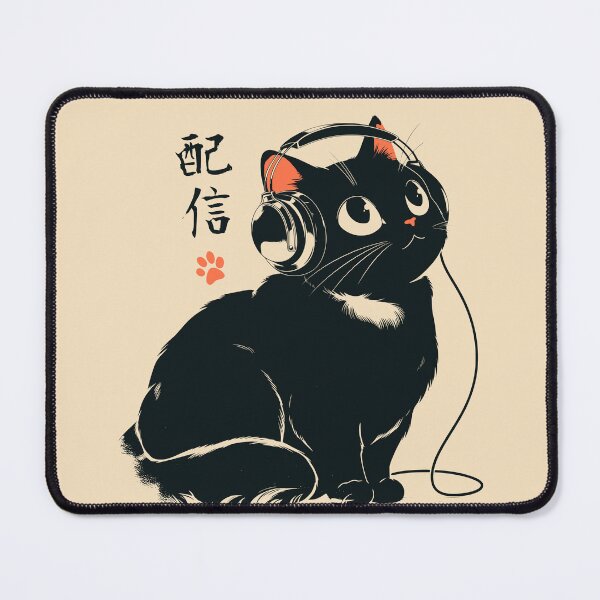 Item preview, Black Cat Wired Headphones Lofi Music designed and sold by mustbewhy.