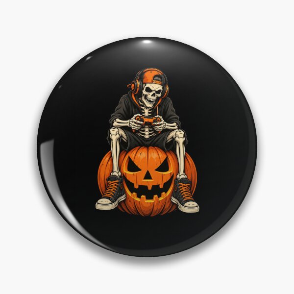 Item preview, Skeleton Gamer Halloween Pumpkin designed and sold by ROUX-ART.