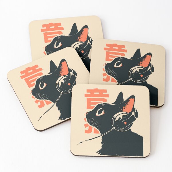 Item preview, Music Black Cat Headphones Japanese Retro designed and sold by mustbewhy.
