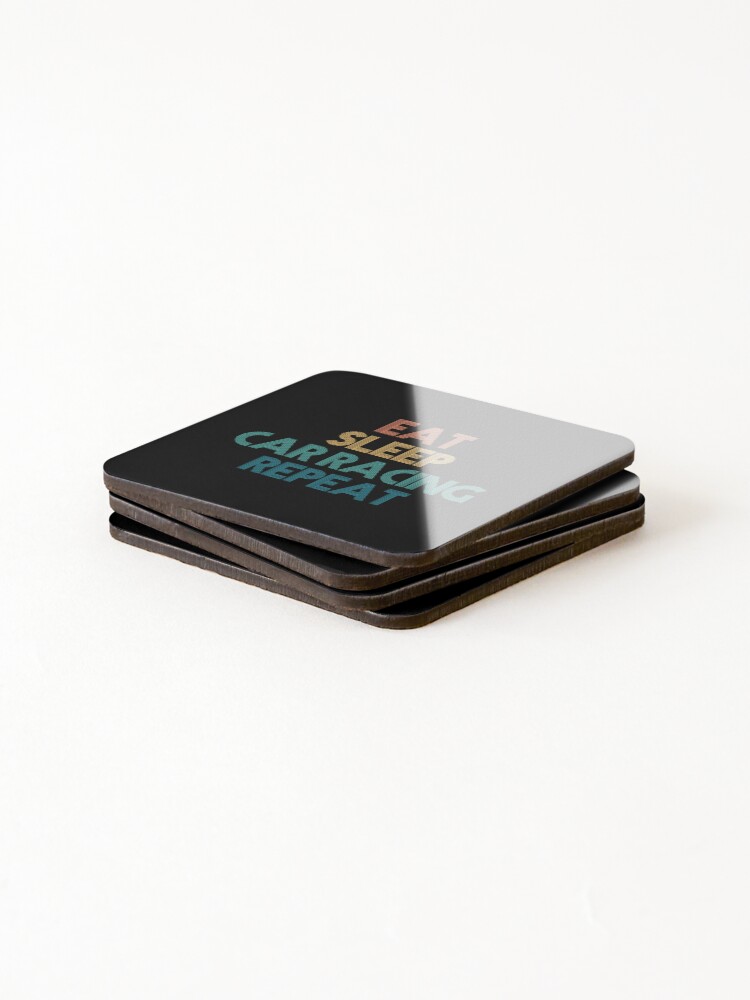 Thumbnail 4 of 5, Coasters (Set of 4), Eat Sleep Car Racing Repeat - Gift For Car Racing Fans designed and sold by kindxinn.