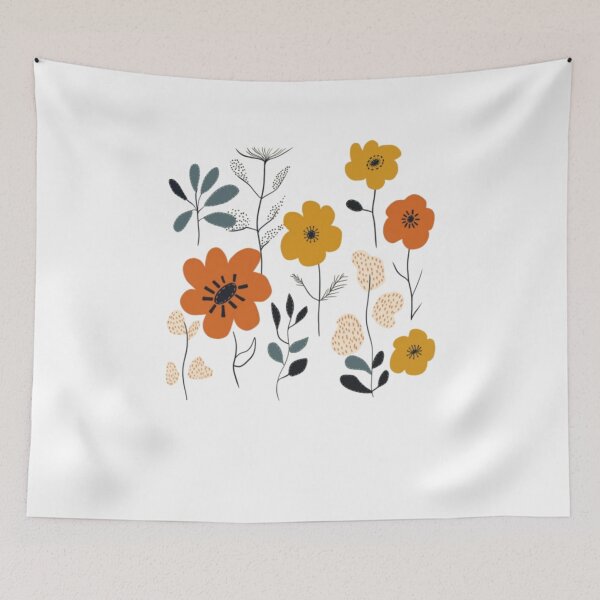Artikelvorschau, Orange und gelbe Blumen aus der Mitte des Jahrhunderts entworfen und verkauft von alvablakefg.
