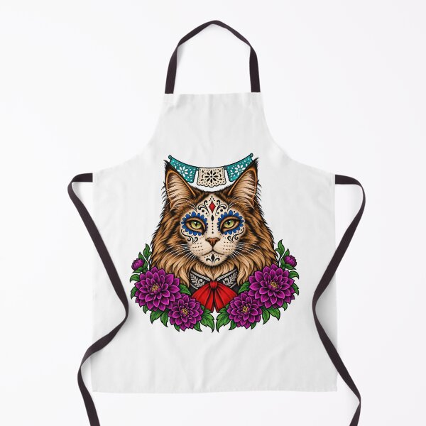 Item preview, Day of the Dead Catrina Maine Coon Cat Art designed and sold by Old's Cool Cat Studio.