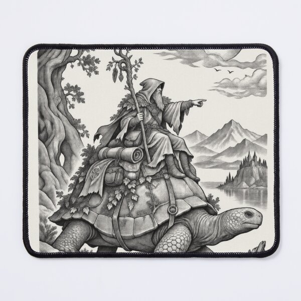 Item preview, Wandering Druid Tortoise Rider Vintage Fantasy Art designed and sold by AmiGraph.