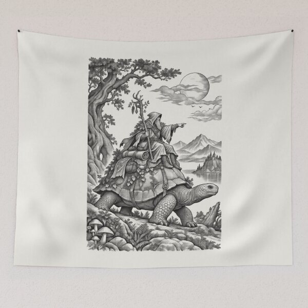 Item preview, Wandering Druid Tortoise Rider Vintage Fantasy Art designed and sold by AmiGraph.