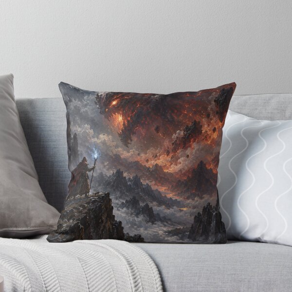 Item preview, Wizard Facing Colossal Lava Dragon Over Volcanic Mountains Under Moonlight — Epic Magic Battle Scene designed and sold by portokalis.