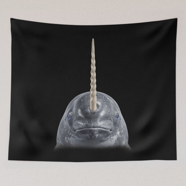 Item preview, Narwhal Face Portrait Blue Eyes Arctic Whale Art designed and sold by cabana.space.