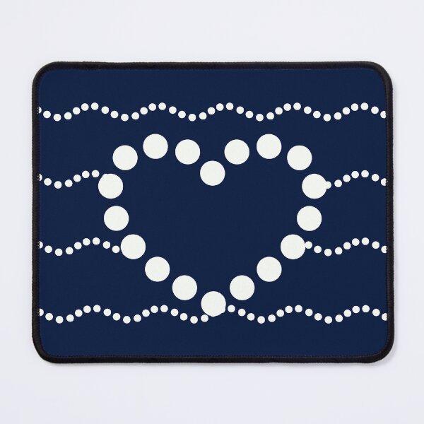 Item preview, White Dotted Heart Waves Seamless Pattern on Navy Blue  designed and sold by POLKAIWERX.